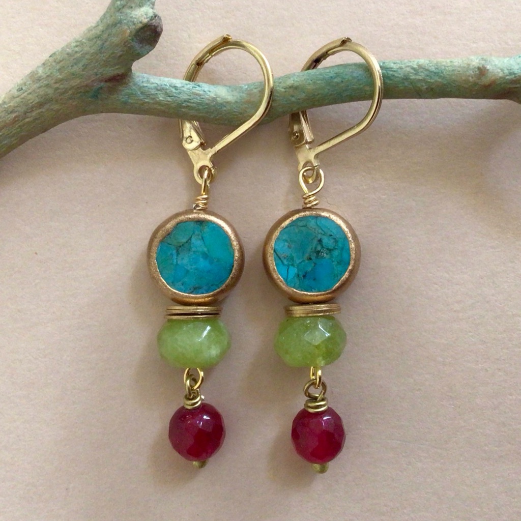 Turquoise Gold Edge Earrings Sundance Charm 40$